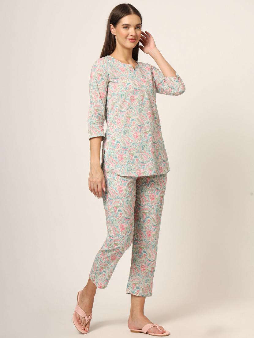 women printed pyjama nightwear set - 21382234 - Standard Image - 1