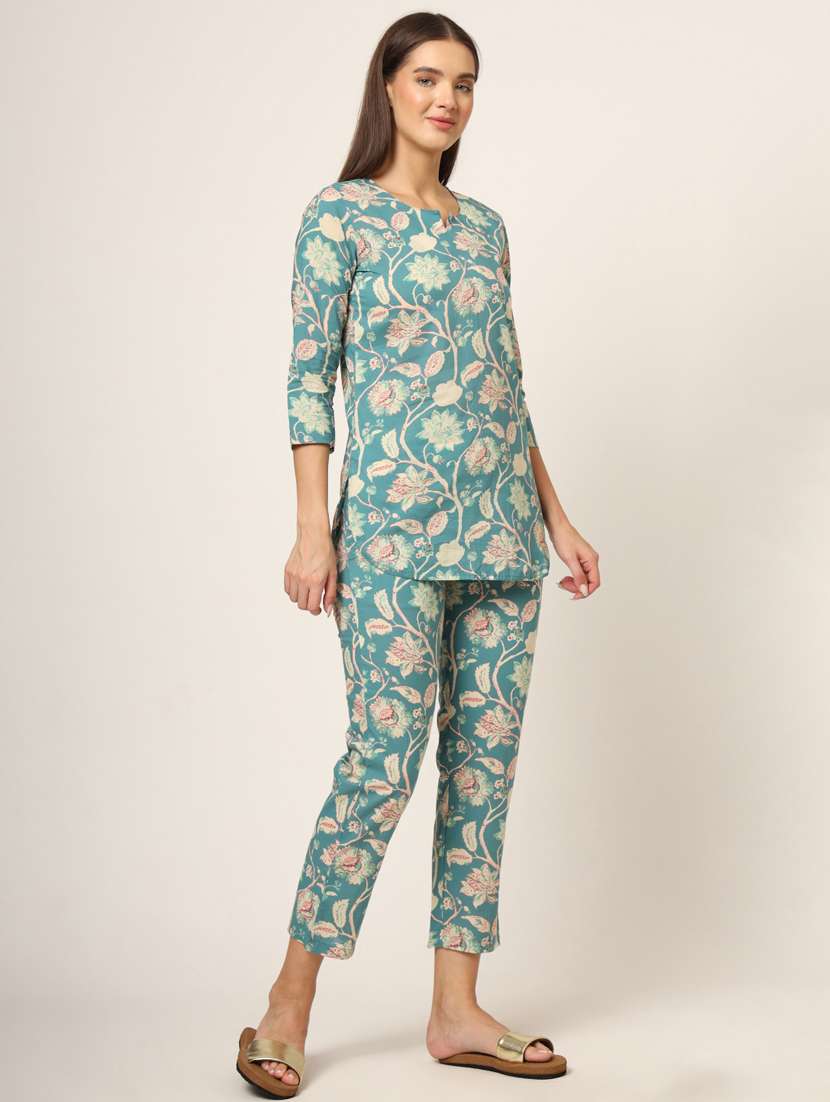 women printed pyjama nightwear set - 21382235 -  Standard Image - 1