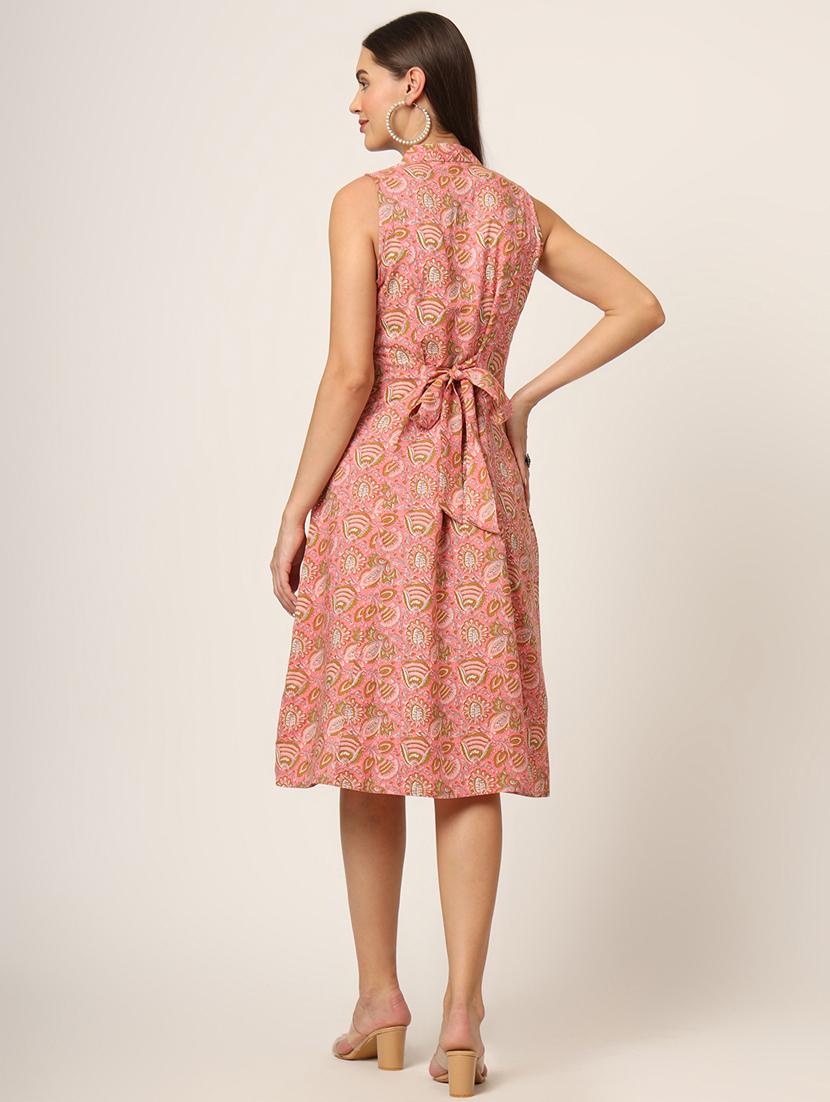 women pink printed a-line ethnic dress - 21382240 - Standard Image - 4