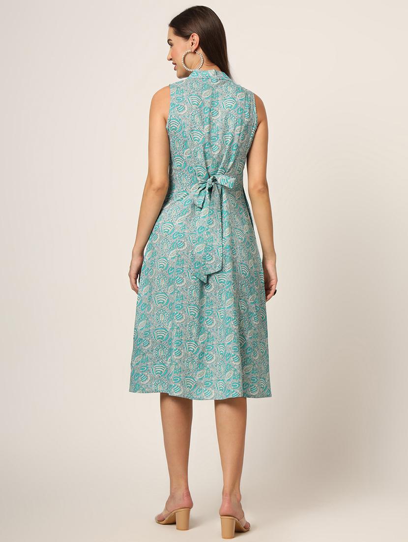 women light blue printed a-line ethnic dress - 21382242 - Standard Image - 4