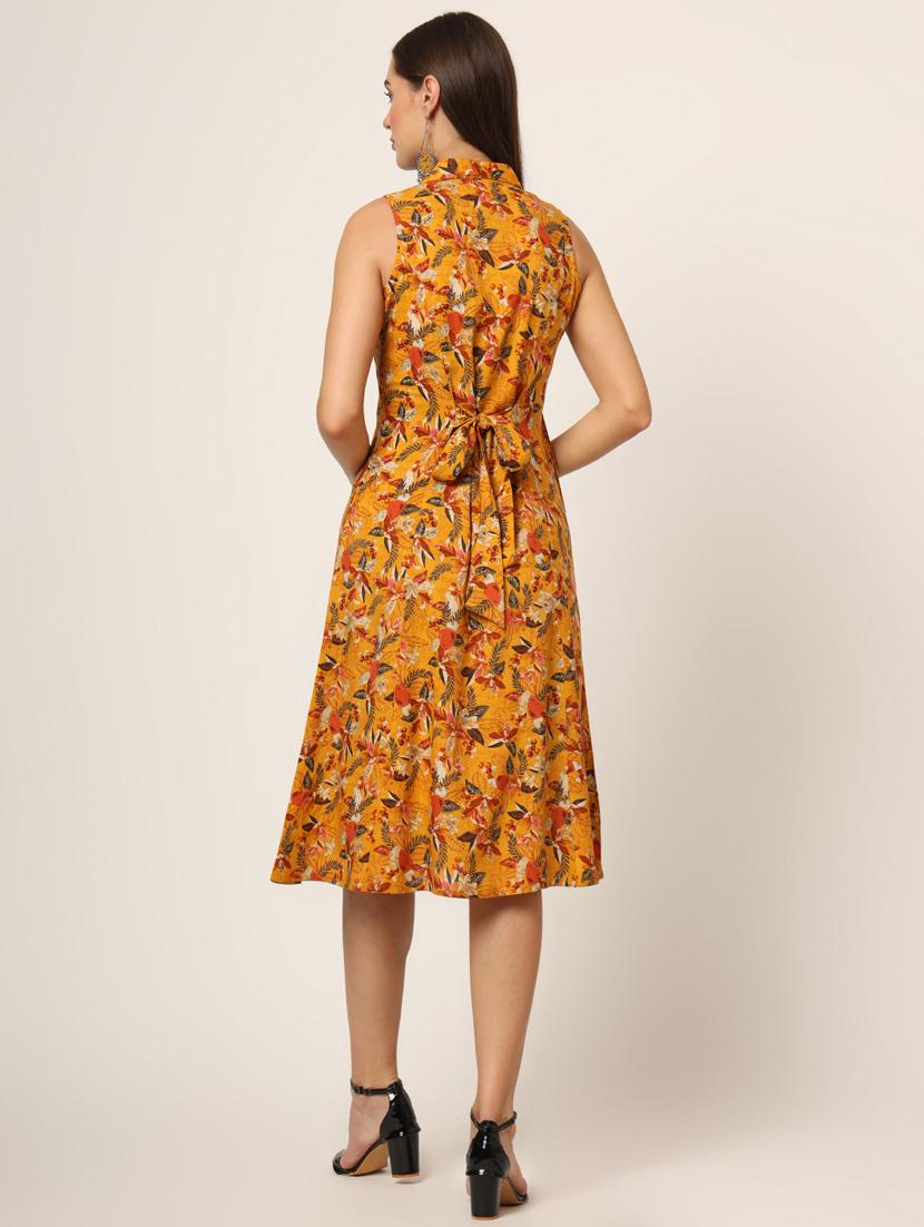 women yellow florals printed a-line ethnic dress - 21382243 - Standard Image - 4