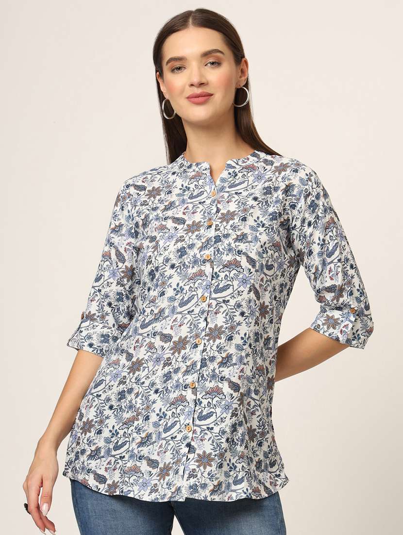 women florals printed a-line top