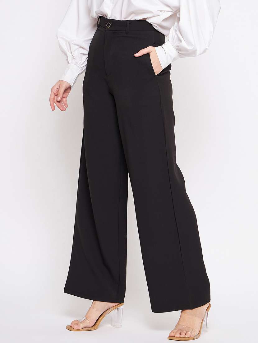 women black solids wide leg trouser - 21382263 -  Standard Image - 1