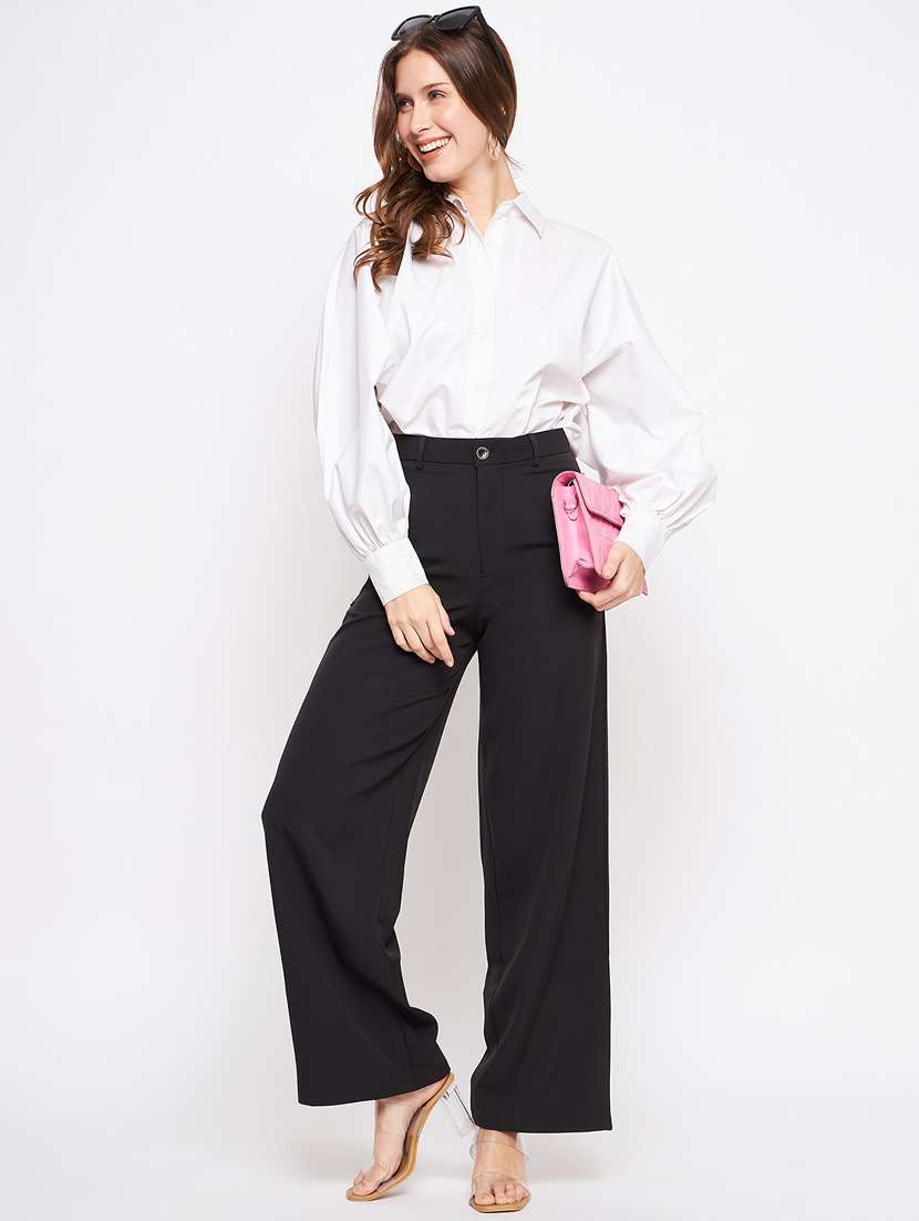 women black solids wide leg trouser - 21382263 -  Standard Image - 4
