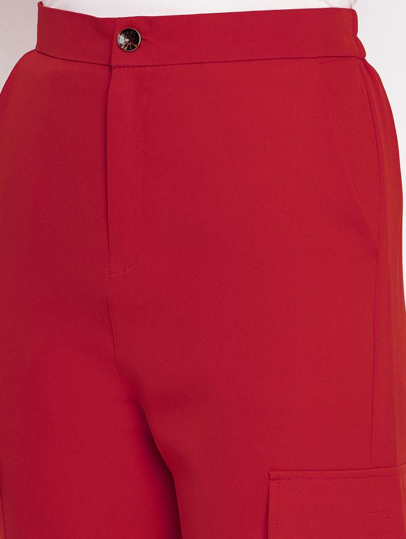 women maroon solids cargos trouser - 21382266 -  Standard Image - 6
