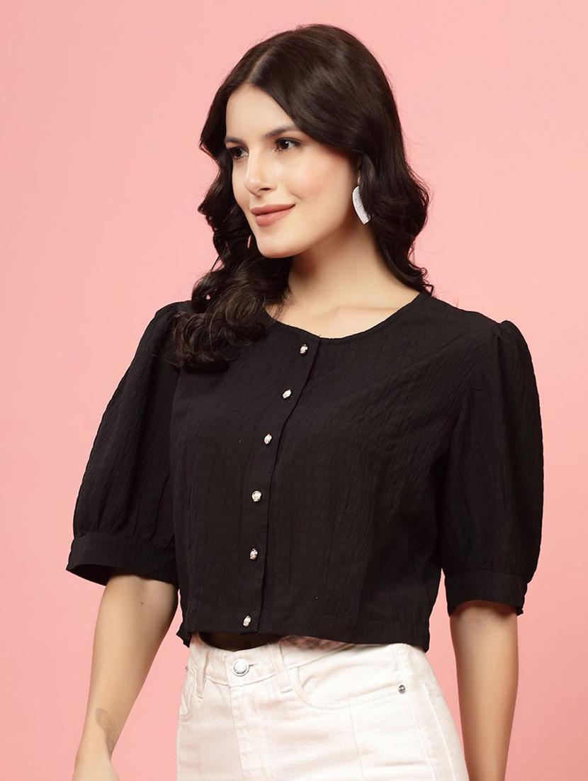 black solid crop top - 21382351 -  Standard Image - 1