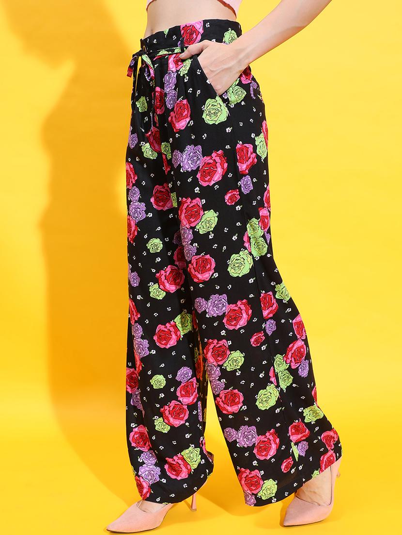 black floral printed tailored pants trouser - 21382386 - Standard Image - 1