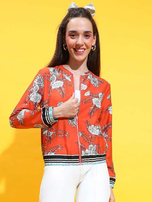 rust floral printed summer jacket - 21382394 - Standard Image - 0