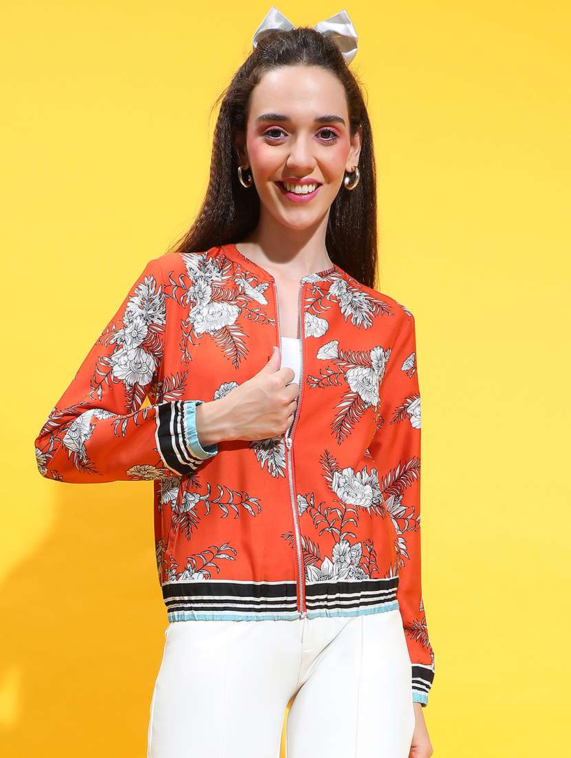rust floral printed summer jacket - 21382394 - Zoom Image - 0