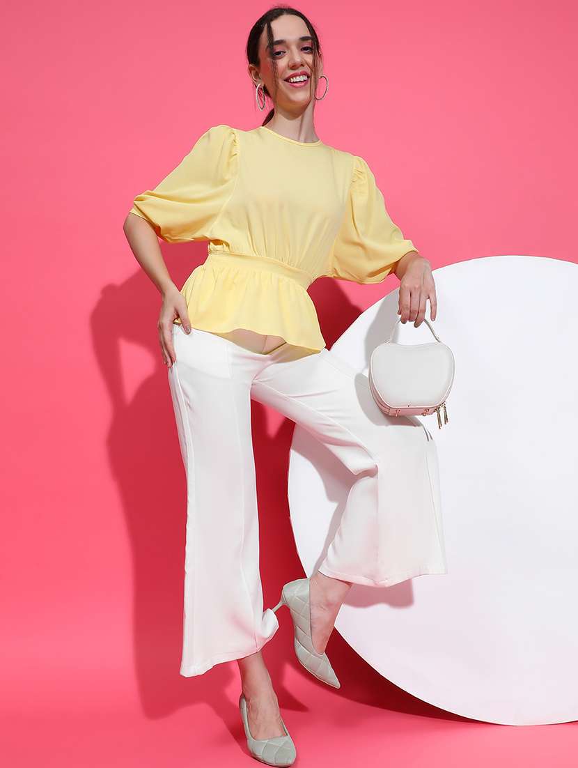 women yellow polyester peplum top - 21382396 -  Standard Image - 4