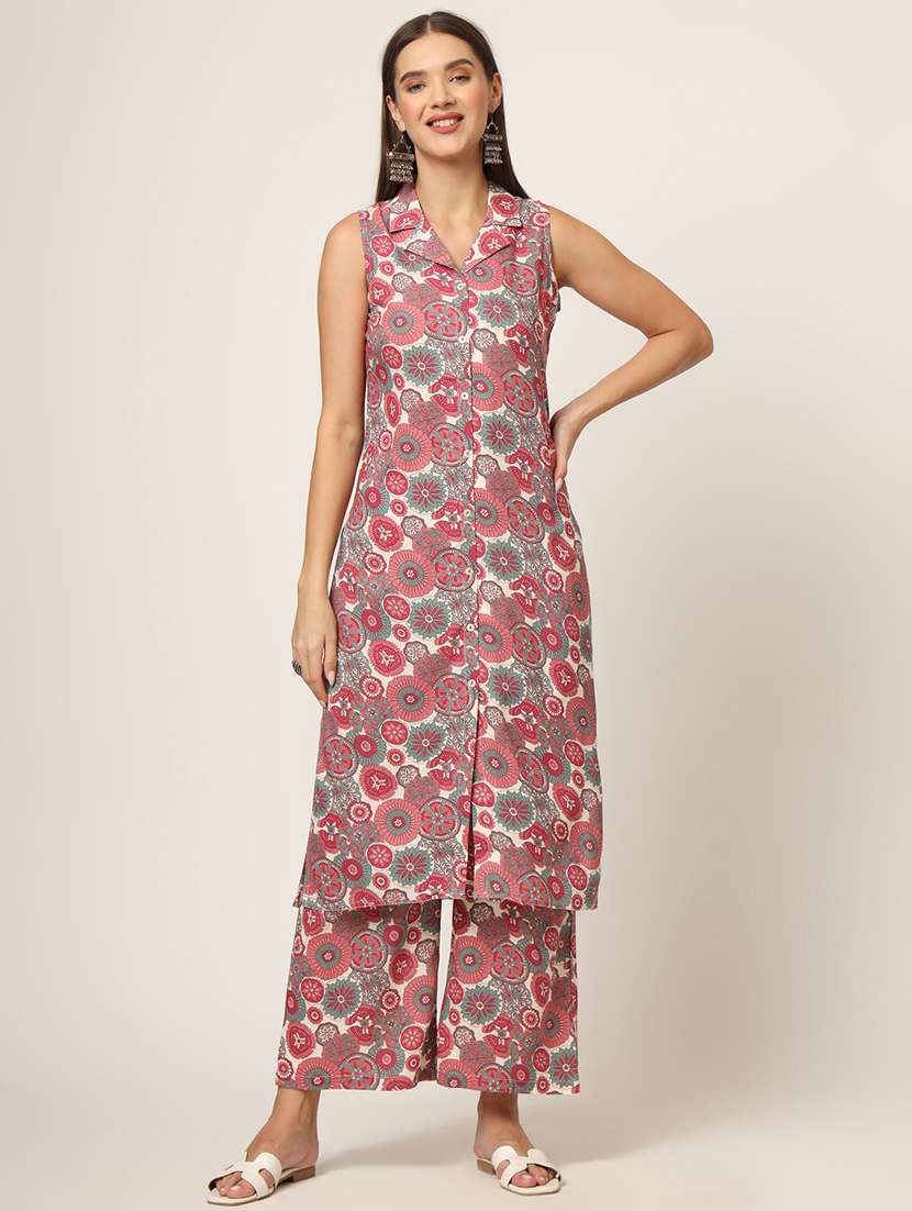 women floral printed kurta palazzo set