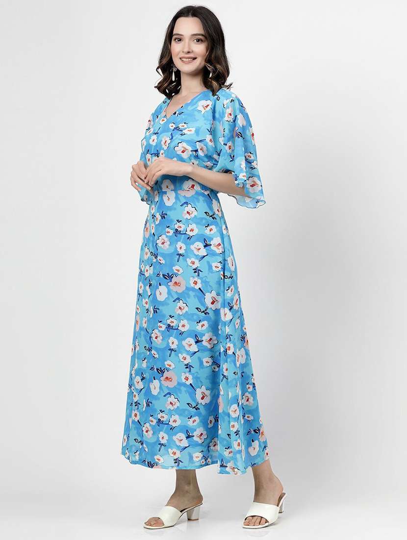 women printed bell sleeves fit & flare dress - 21382427 -  Standard Image - 1