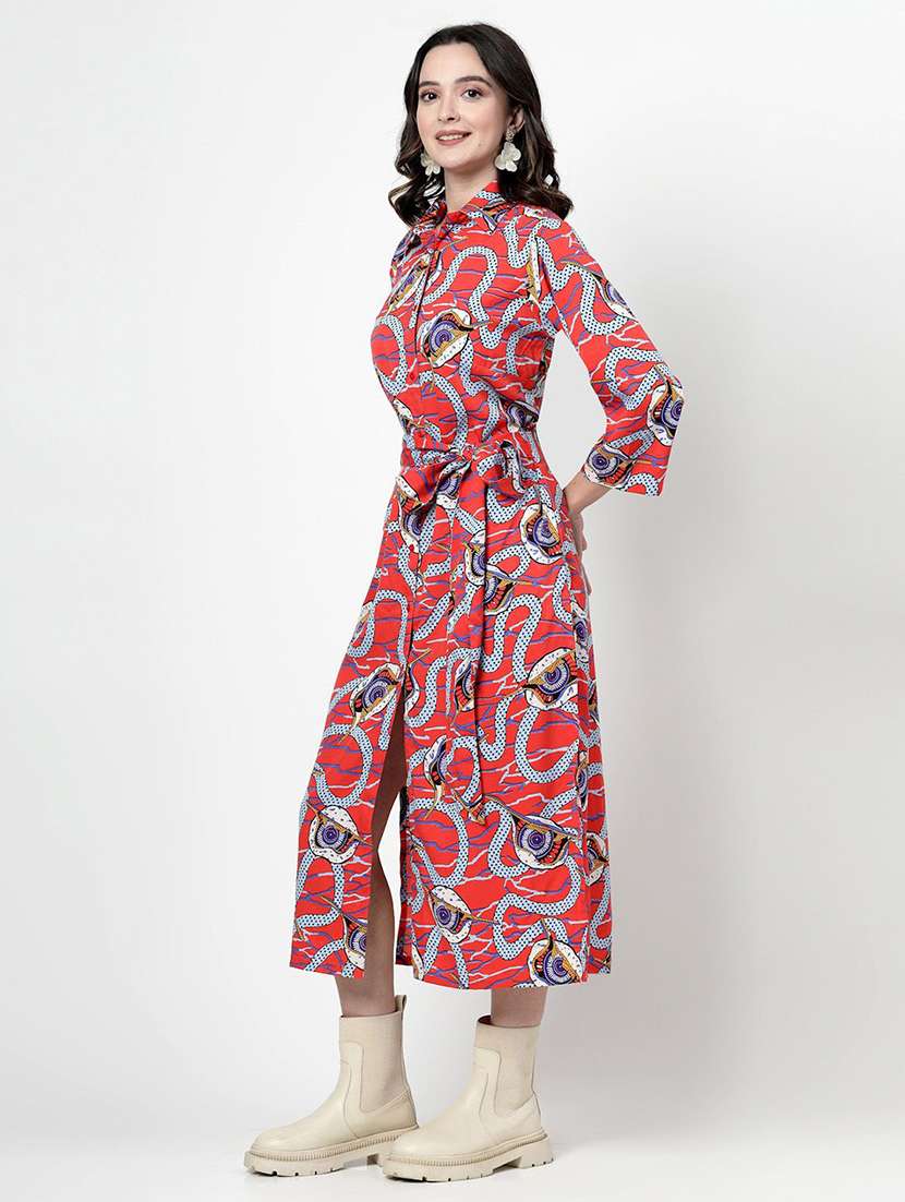 coral collared printed shirt dress - 21382434 -  Standard Image - 1