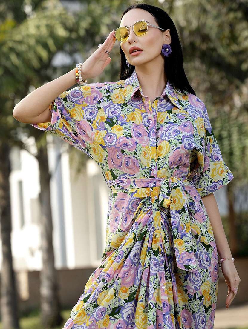 women purple polyester shirt dress - 21382463 -  Standard Image - 4