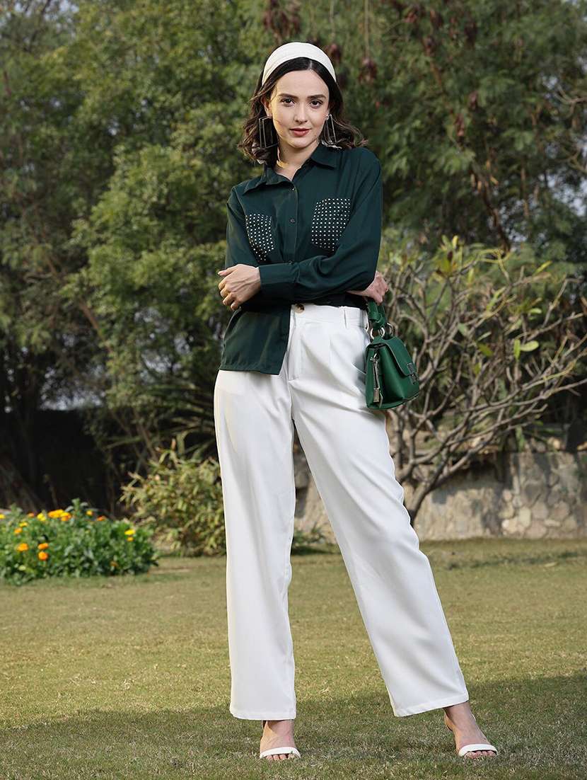 women green polyester regular shirt - 21382536 - Standard Image - 4