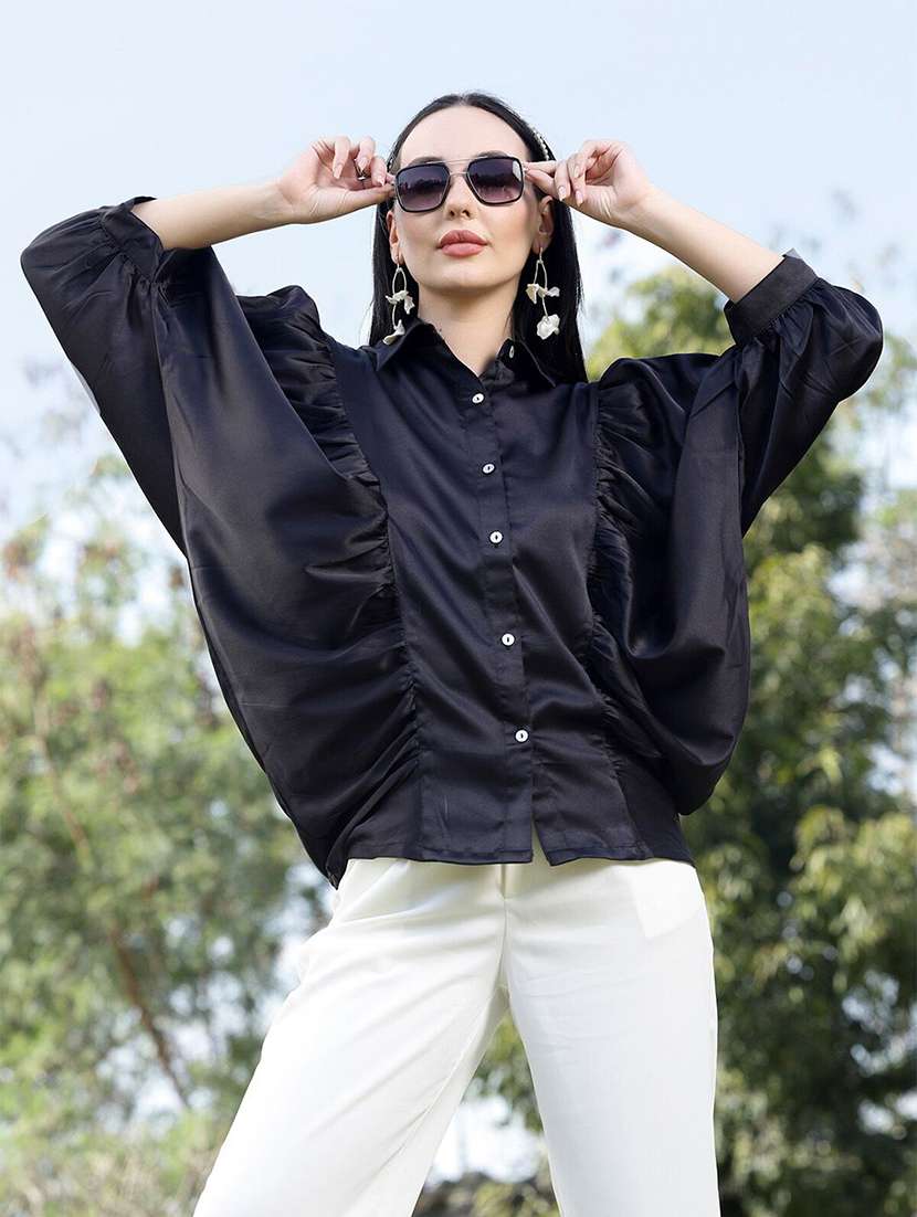 women black polyester regular shirt - 21382549 -  Standard Image - 1
