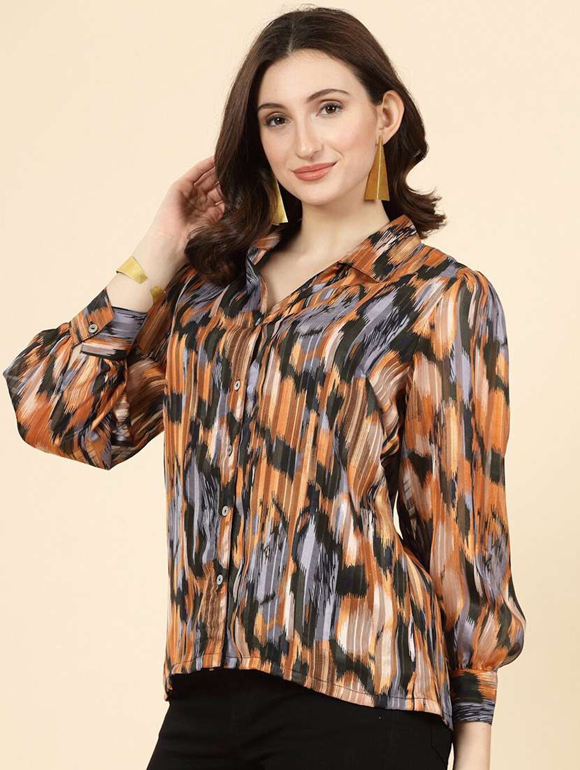 women brown polyester regular shirt - 21382559 -  Standard Image - 1