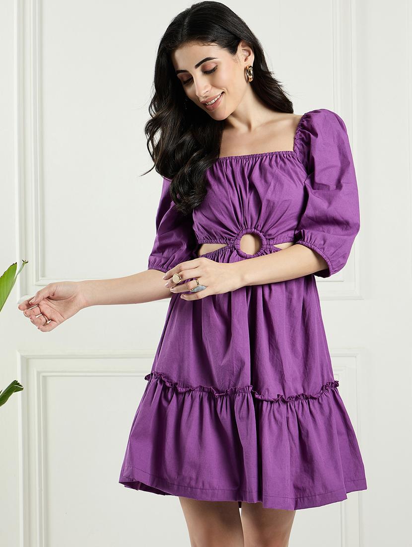 purple cotton aline dress - 21382583 - Zoom Image - 0