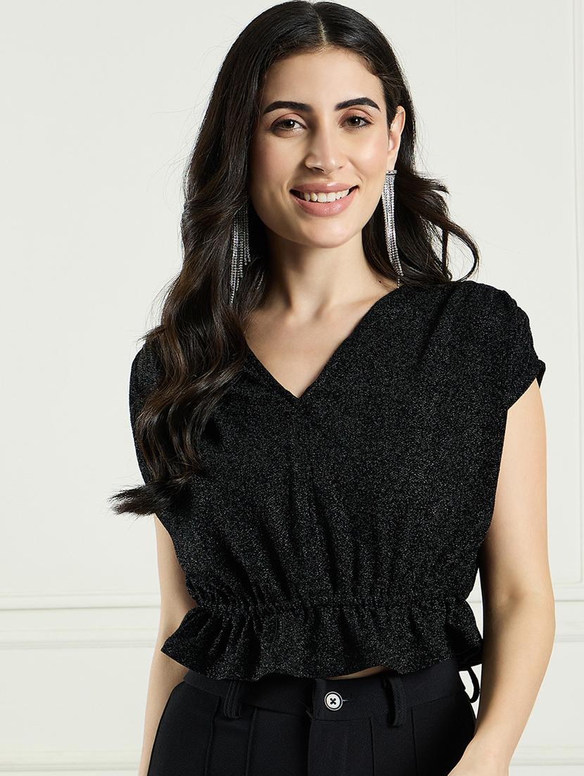 women black solids crop top - 21382588 - Zoom Image - 0