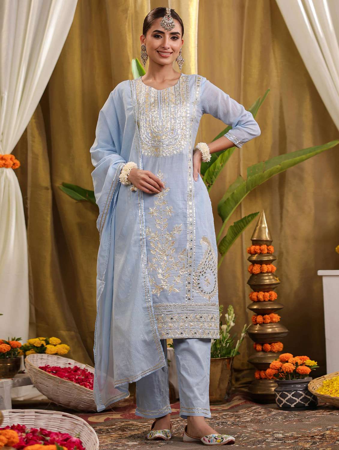 women kurta bottom set with dupatta