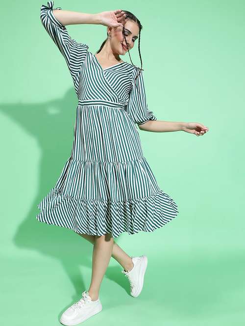 women white polyester tiered dress - 21382637 - Standard Image - 0