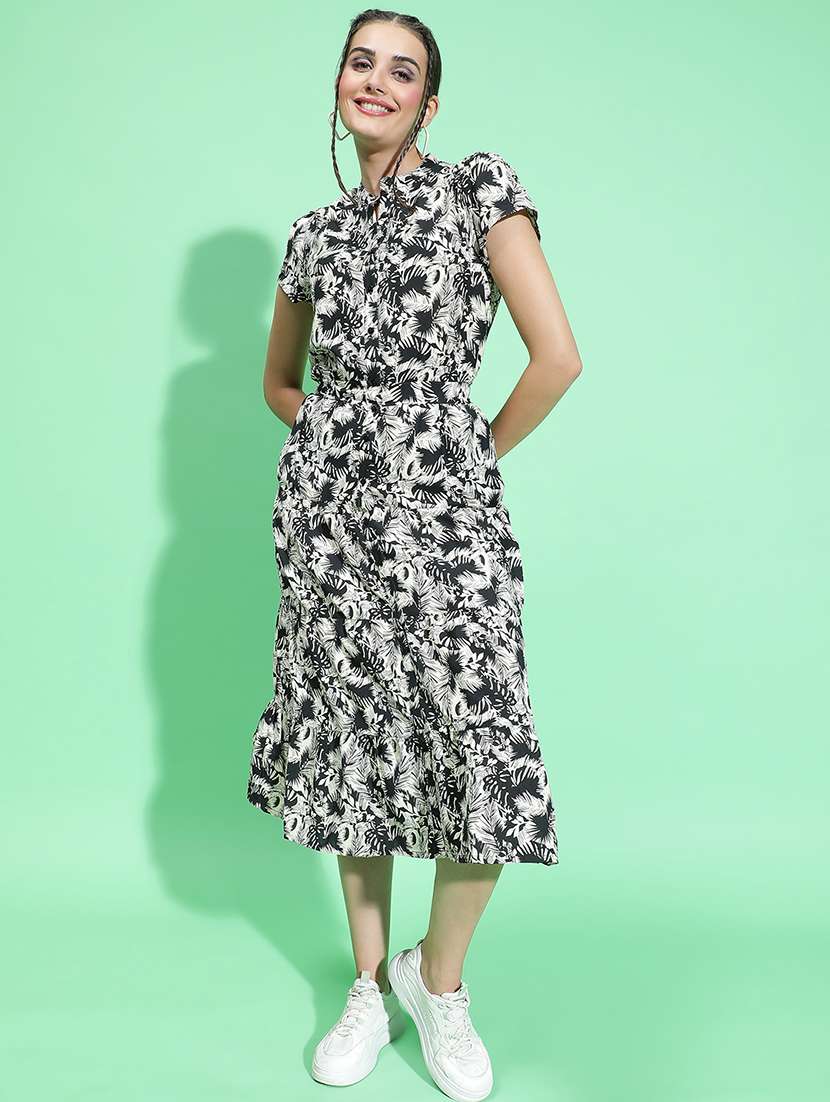 women black viscose fit & flare dress