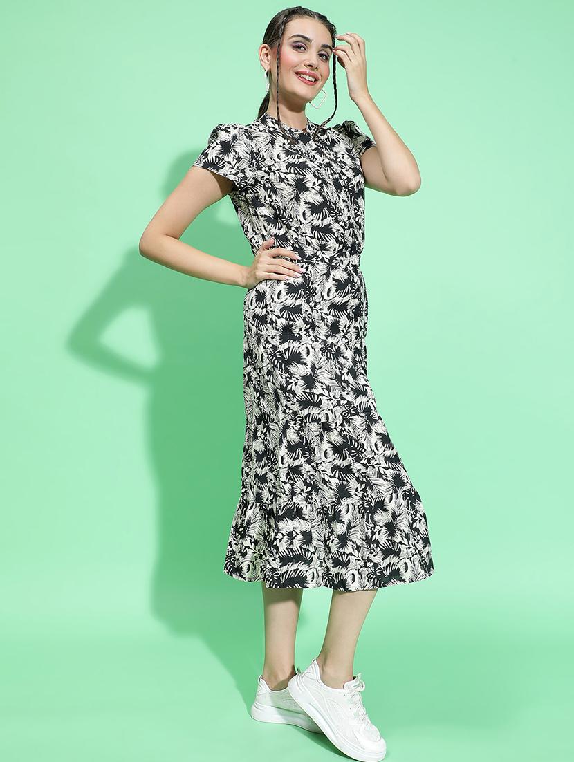 women black viscose fit & flare dress - 21382650 -  Standard Image - 1