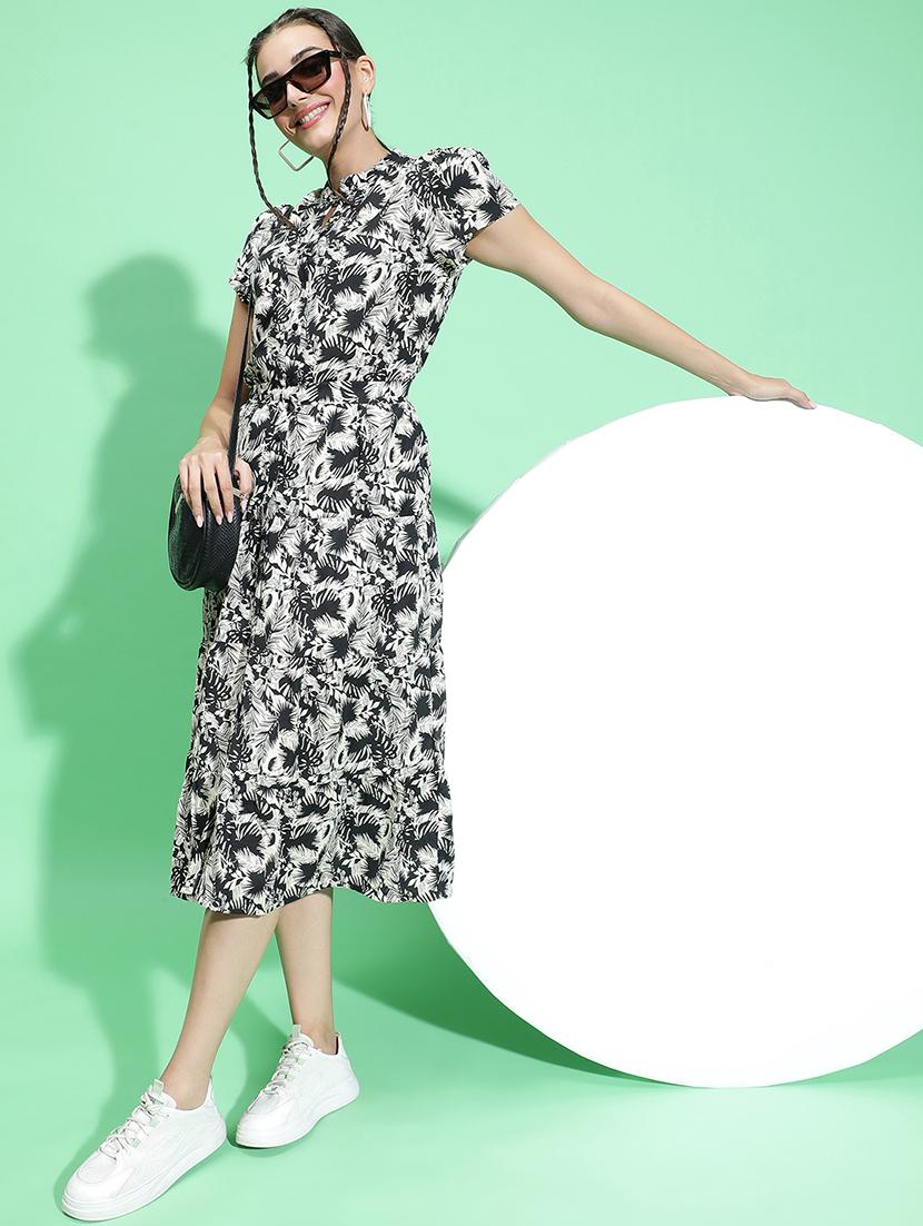 women black viscose fit & flare dress - 21382650 - Standard Image - 4