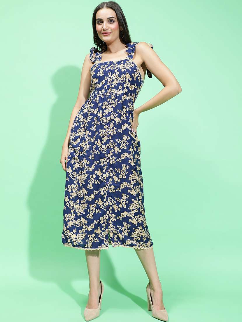 women navy blue viscose a-line dress - 21382652 -  Standard Image - 4