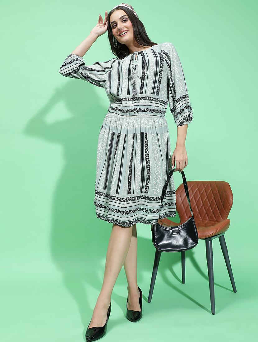 women grey viscose a-line dress - 21382654 -  Zoom Image - 0