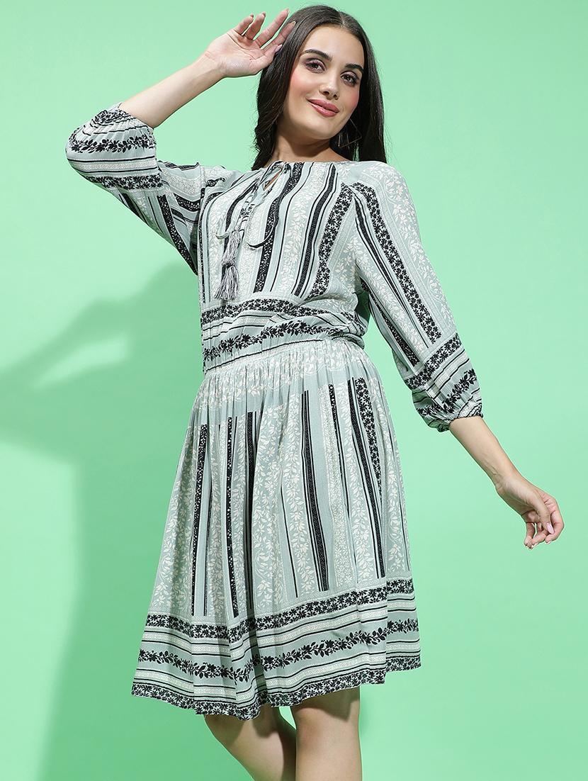 women grey viscose a-line dress - 21382654 -  Standard Image - 1
