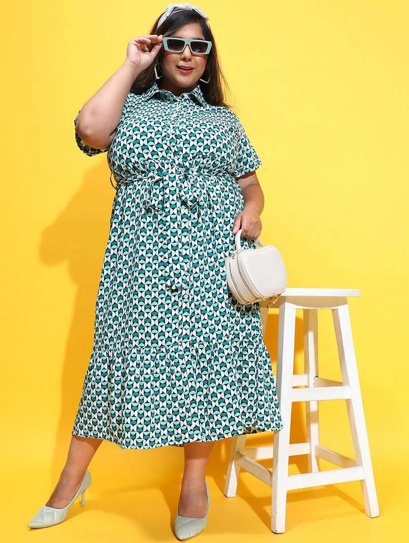 women sea green polyester fit & flare dress - 21382656 - Standard Image - 4