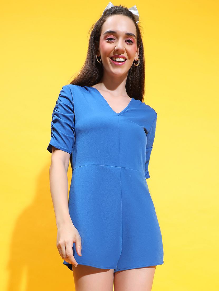 blue solid romper jumpsuit - 21382659 -  Zoom Image - 0