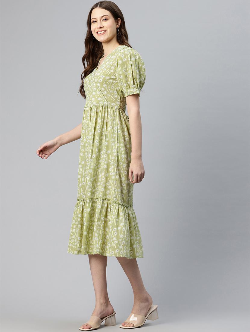 women green crepe tiered dress - 21382663 - Standard Image - 1