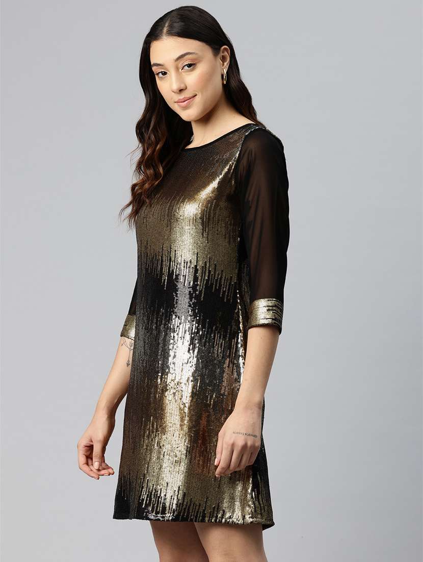 women black round neck a-line dress - 21382684 -  Standard Image - 1