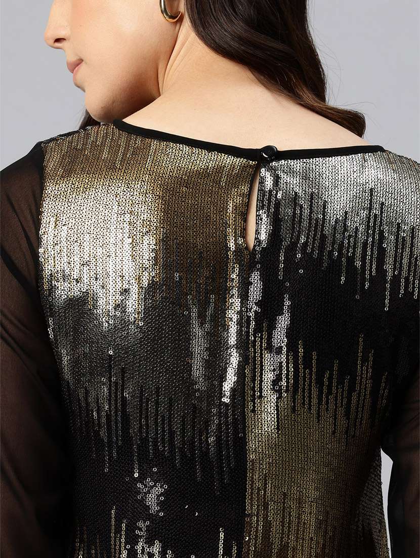 women black round neck a-line dress - 21382684 -  Standard Image - 4