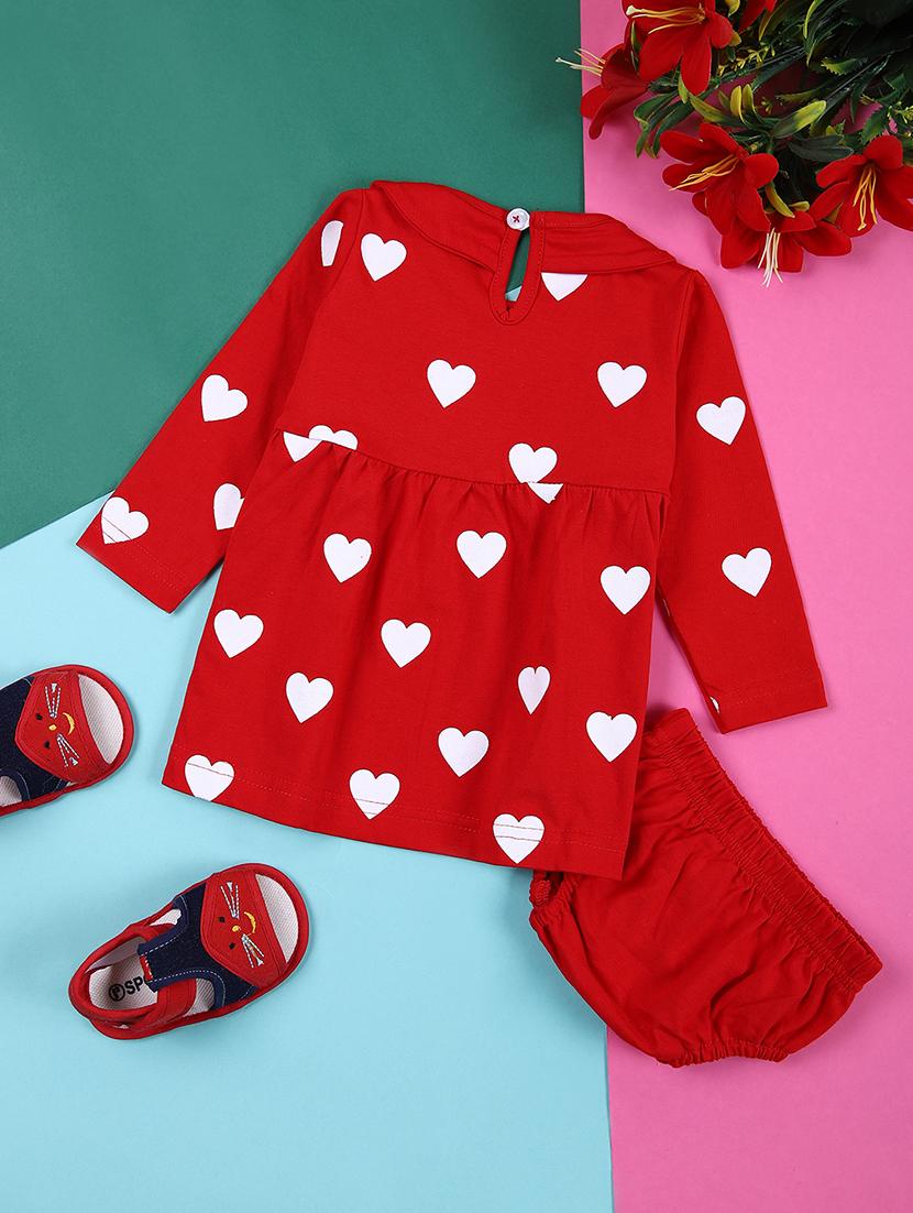 girls red printed frock - 21382781 -  Standard Image - 1