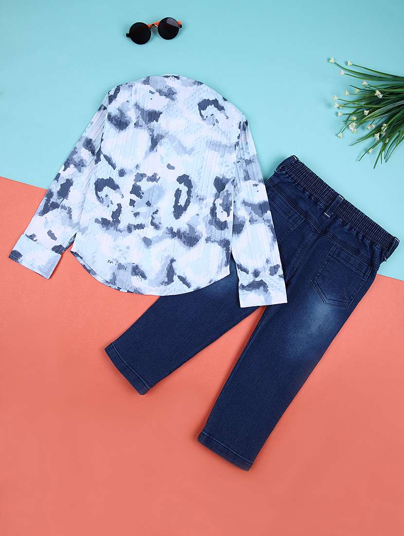 boys printed long sleeves shirt & jeans set - 21382788 -  Standard Image - 1