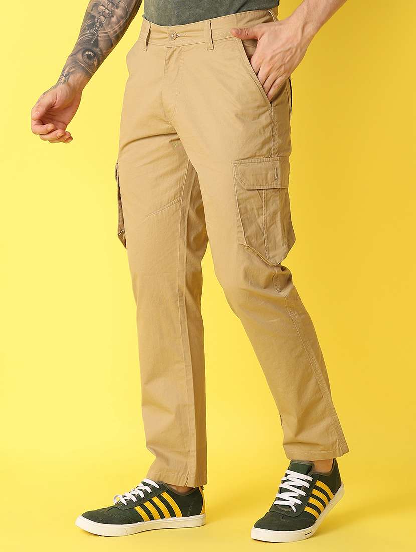 men solid mid rise cargo - 21382799 -  Standard Image - 1