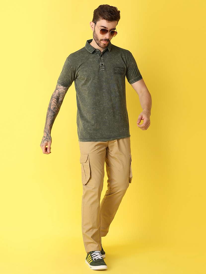 men solid mid rise cargo - 21382799 -  Standard Image - 4