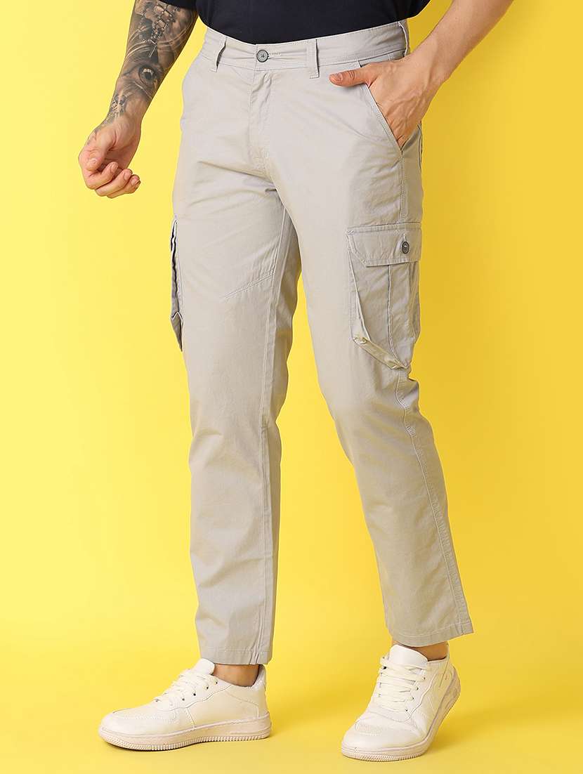 men solid mid rise cargo - 21382800 -  Standard Image - 1