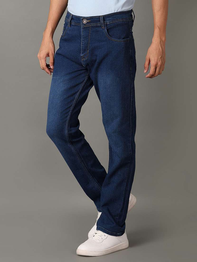 men blue plain jeans - 21382809 -  Standard Image - 1