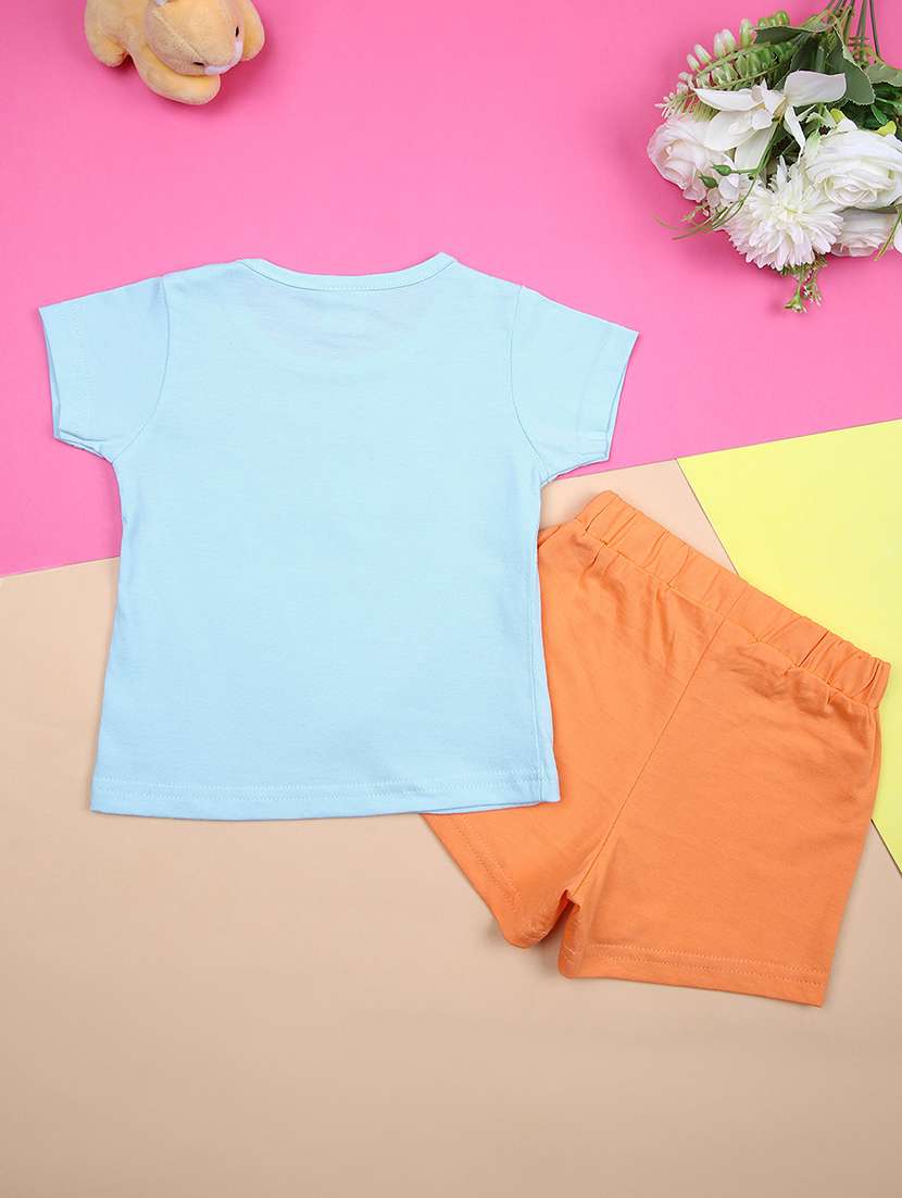 girls printed round neck top & shorts set - 21382888 -  Standard Image - 1