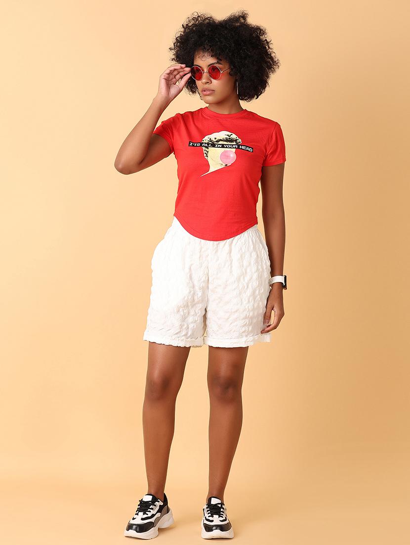 women white mid rise solid shorts - 21382890 - Standard Image - 4