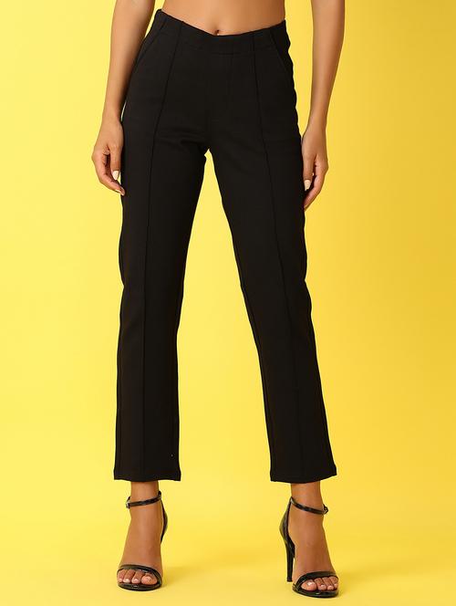 women solid high rise cigarette pants  - 21382894 -  Standard Image - 0