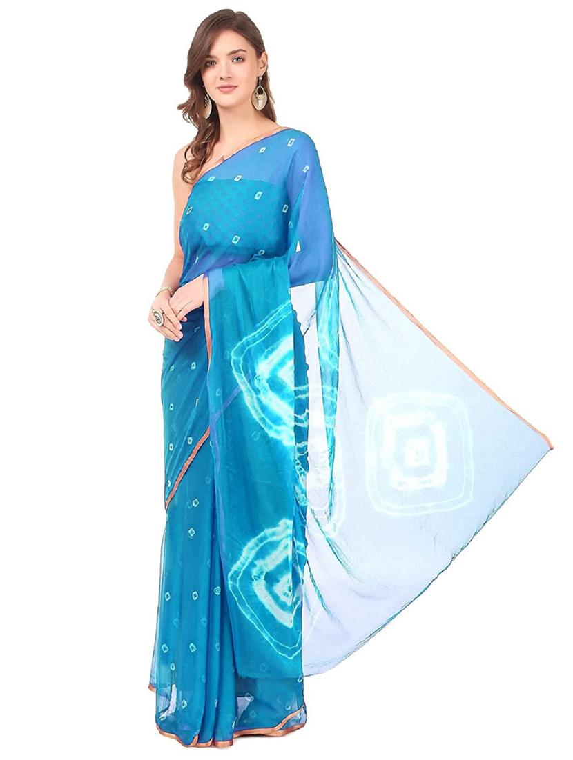 women bandhani printed chiffon saree - 21383018 -  Standard Image - 1