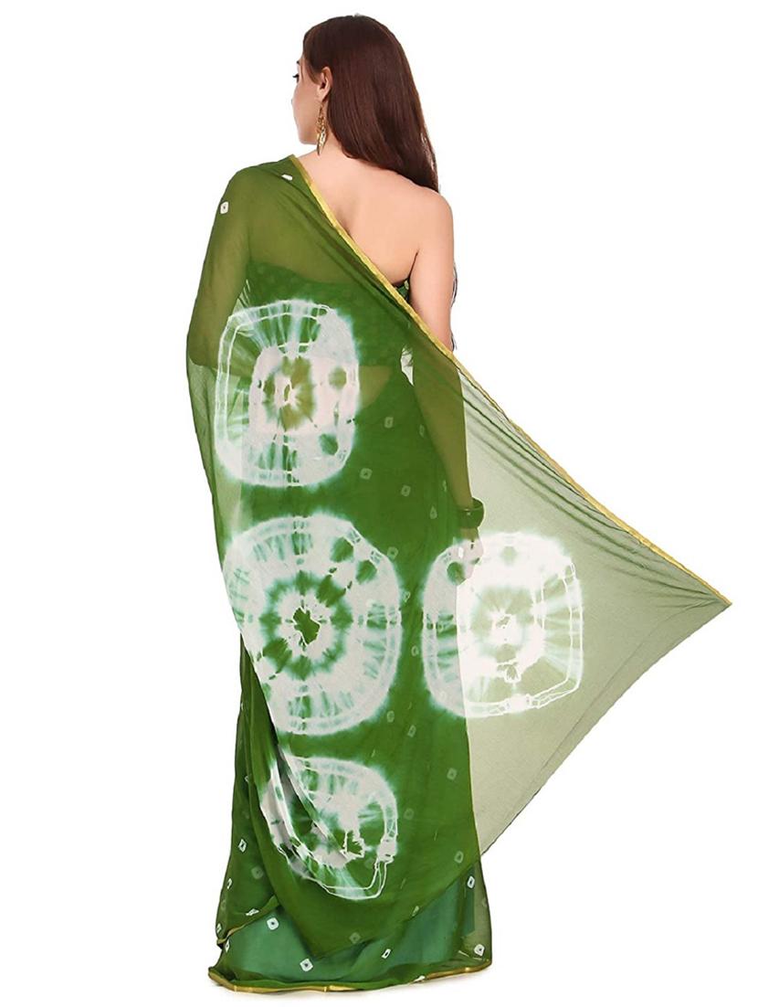 women bandhani printed chiffon saree with blouse - 21383024 -  Standard Image - 1