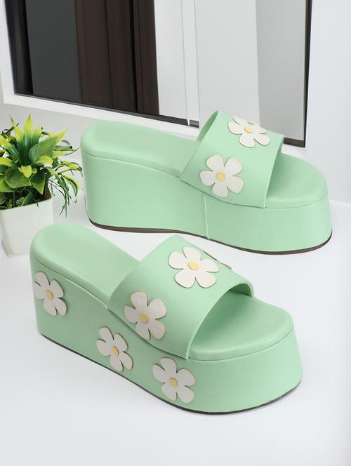 women sea green slip on wedges - 21383034 -  Standard Image - 0