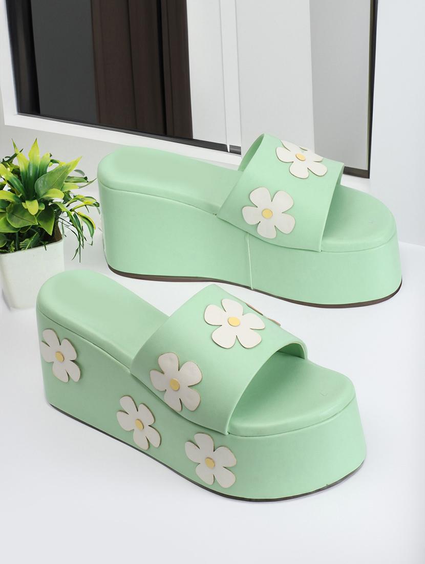 women sea green slip on wedges - 21383034 -  Zoom Image - 0