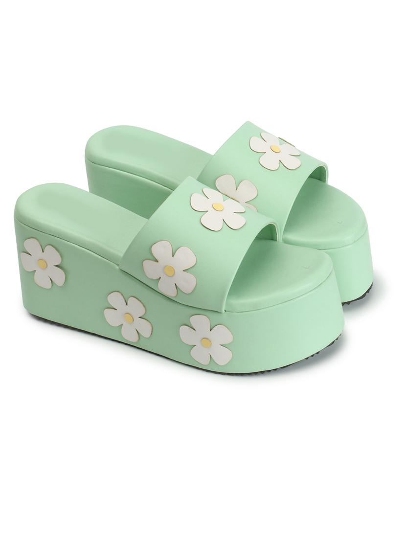 women sea green slip on wedges - 21383034 -  Standard Image - 1